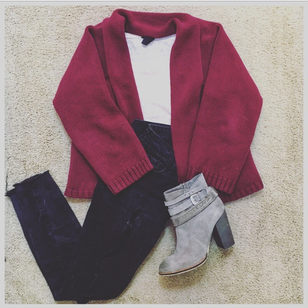 Free People Haiku Burgundy Cardigan